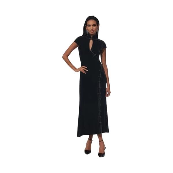 Women's Retro Chinese Style Modified Cheongsam Dress with Slit, Elegant and Slim-Fitting Skirt.